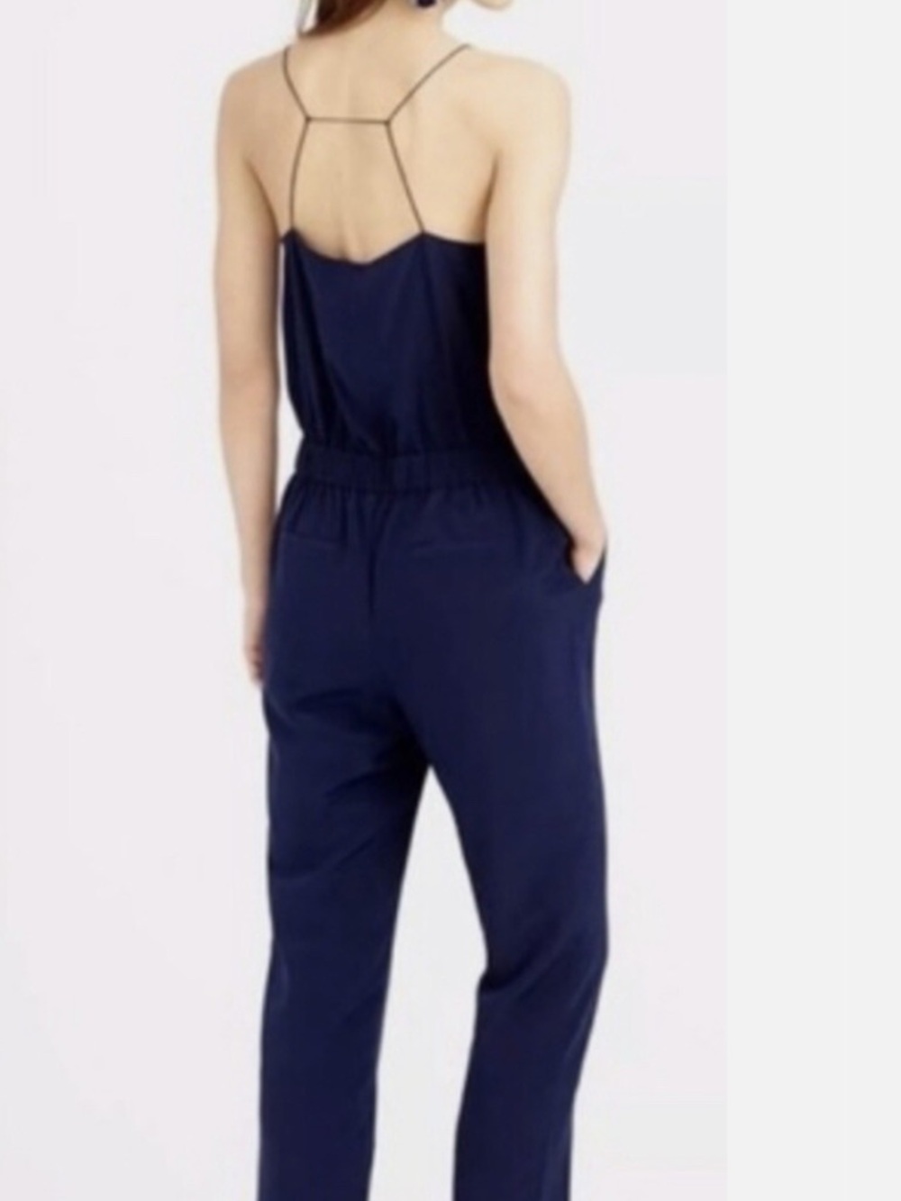 J. Crew Silk Spaghetti-Strap Straight-Leg Jumpsuit